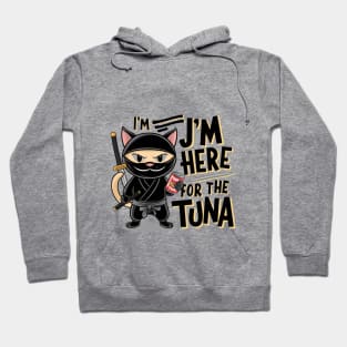 One design features a sneaky ninja cat with a katana in one hand and a can of tuna in the other. (2) Hoodie